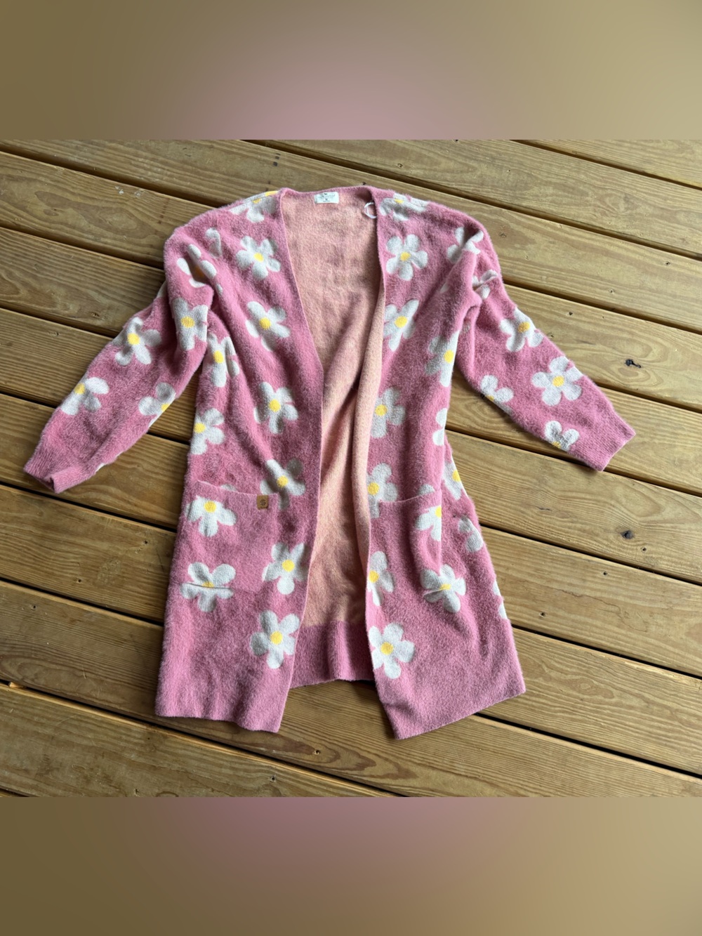 Simply Southern Pink Floral Open-Front Cardigan size medium